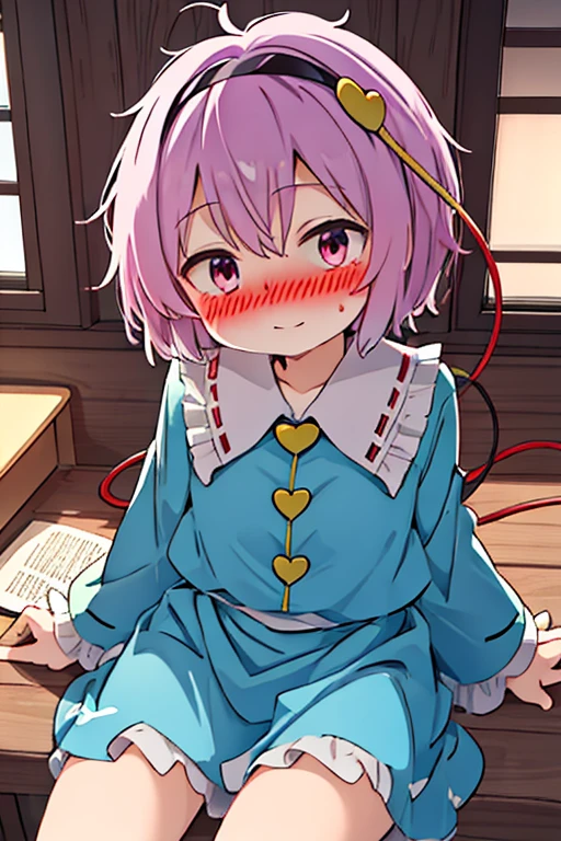 komeiji_satori_touhou　　full-face blush　 feels good　alcoholism　Unhealthy　