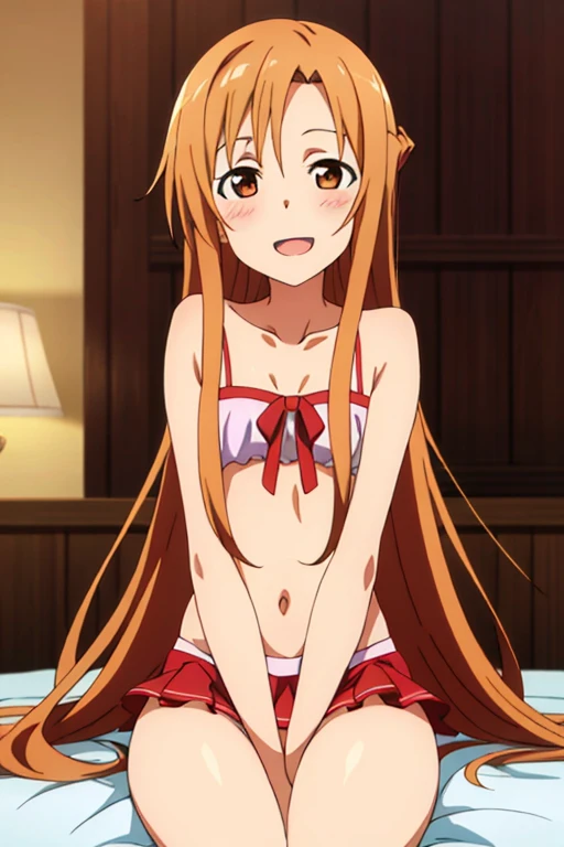 ((Highest quality)), ((masterpiece)), (be familiar with), Perfect Face, indoor, Bedroom, Watching the audience,
One woman, Yuuki Asuna,
Open Mouth, Ecstatic expression, blush, smile,
Small breasts, Flat Chest, , , , Girl,
Long Hair, Long Hair,
Fully nude, Nipples exposed, Sex with a man with a big dick, 膣内ejaculation, Semen is taken, Insert a into your, Sex in the missionary position, , Leg spread,