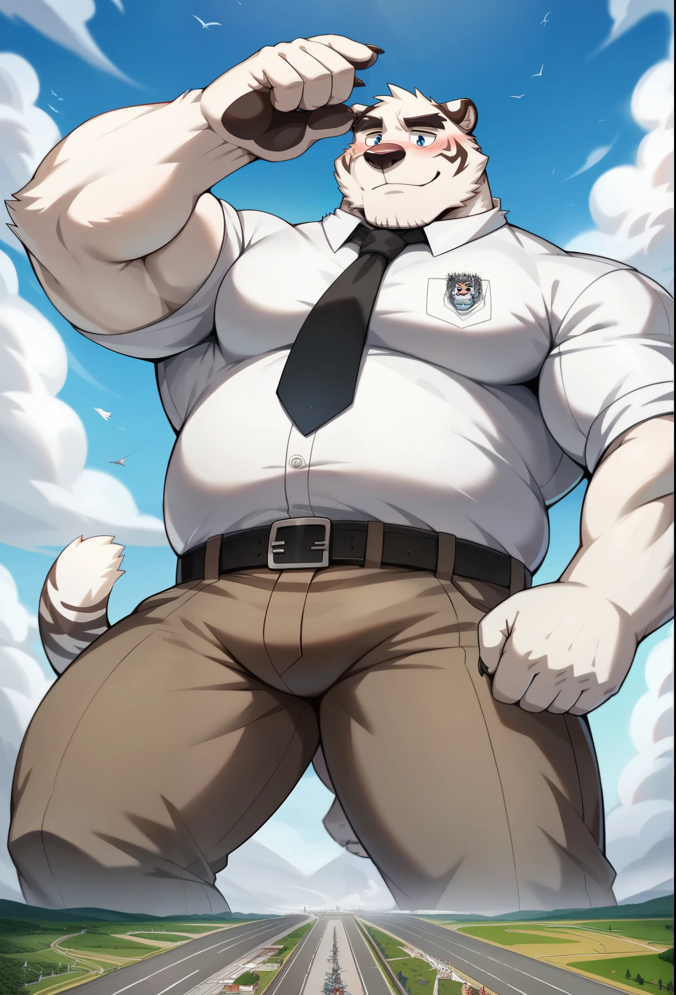New Jersey 5 Furry,(polar bear),Solitary,Wildlife,Chubby, Abdominal muscles,Thick Arms,Strong muscles,shorts,luxurious,Chubby cheeks,Black eyebrows,Red eyes,young,Smile,Scar,(bathroom,Sitting on the toilet),(Half naked,tie),(Sweat),From zixiong, Takemoto Arashi