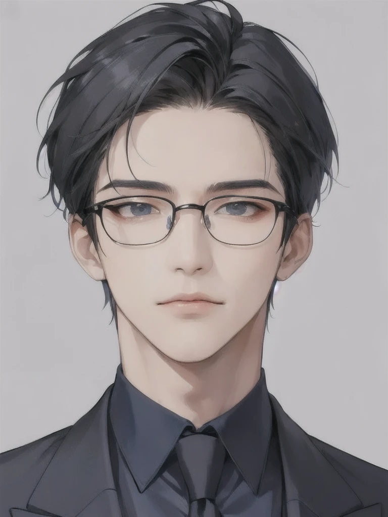 (ภาพ High Detail )Alone .A man.Age 30.Wear glasses.Black hair.very handsome.Wear a suit.Black eyes.The beautiful eyes.(perfect eyes).  High Detail .Clear image. Masterpiece 