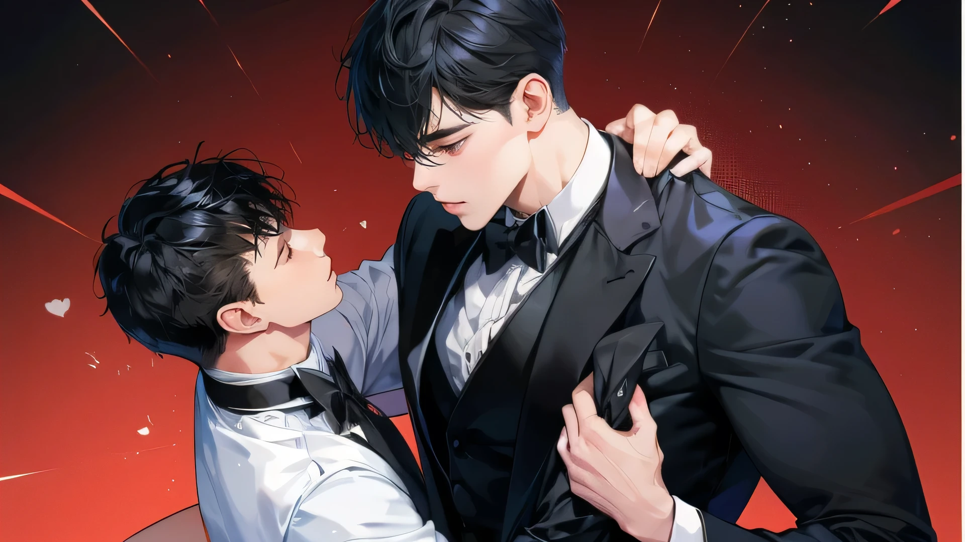  Japanese　　 Handsome Man 　Short cut　Shaved head　Black Hair　male　　Black leotard　 wrestling uniform 　tuxedo　Bulge　Bow tie　cuffs　 drips on clothes　　Background Universe
