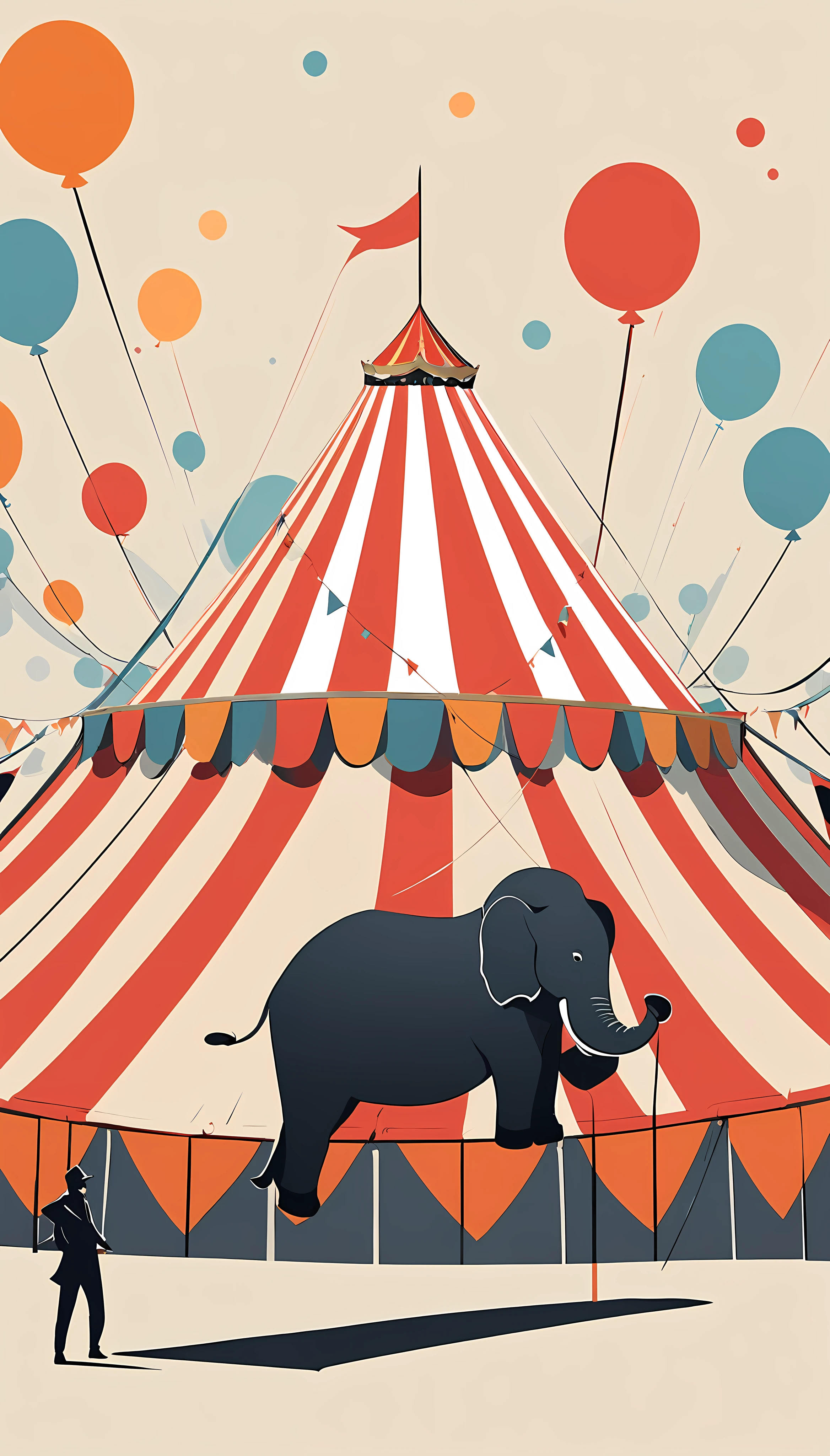 extreme illustration,  CIRCUS,  minimalism,  dynamic 