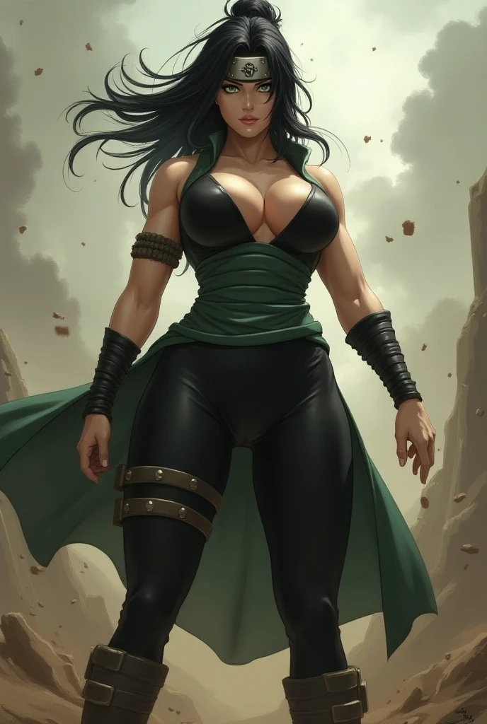 A sultry poster featuring a massive she-hulk. her top is threatening to tear off as it fails to contain her enhanced curves. She's wearing a shredded white tank top that can't contain her huge breasts and massively muscular upper body. she is a giant staring down at the camera. Her intense gaze captivates, hinting at her dangerous charm and hidden agendas. The background is filled with shadows and silhouettes of mysterious figures, creating an atmosphere of suspense.