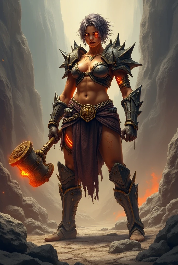 Mortal Kombat Shao Kahn as a female, standing, post apocalytic dessert, night time, colorful background, UHD, side lighting, ultra realistic, ray tracing, full body must be shown