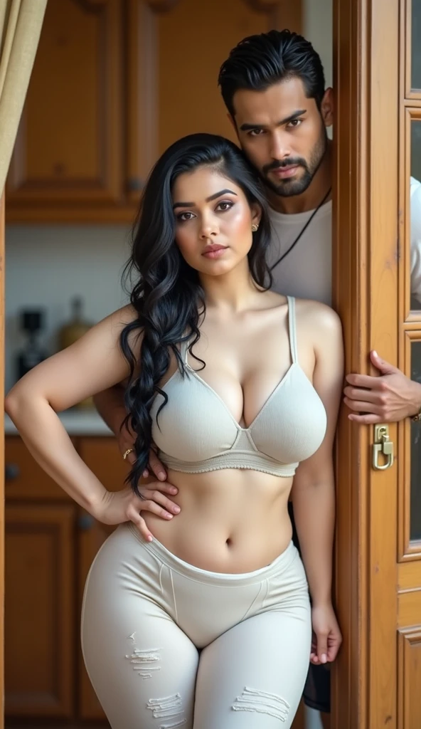 18 year cute, beautiful and hot Indian girl is wear overskirt , she has very big breast sexy triangular figure
