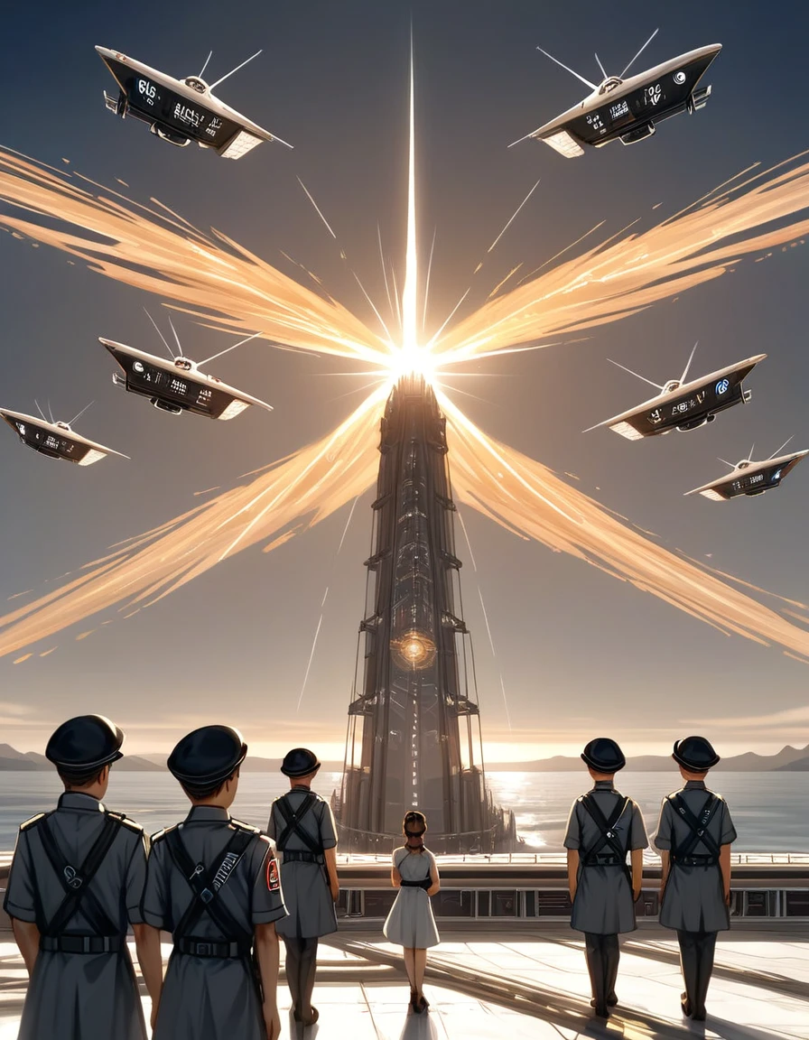 Illustrate a highly detailed and dynamic scene showcasing the dramatic rise in extraterrestrial contacts over the past few years. The sky is filled with various types of UFOs, from classic saucers to more advanced and enigmatic spacecraft, hovering above different parts of the world. In the foreground, diverse groups of people—scientists, civilians, military personnel—are gathered, looking up in awe, fear, and curiosity. Some are recording the events with devices, while others are engaged in direct communication with the aliens through advanced technology. The aliens vary in appearance, representing different species: tall, luminous beings, small Greys with large eyes, and even more abstract, ethereal forms of life. The background shows iconic global landmarks, each subtly illuminated by the presence of these extraterrestrial visitors. The scene is filled with a sense of wonder, tension, and the undeniable reality of humanity's new place in a larger cosmic community. The lighting is a mix of eerie, otherworldly glows from the ships and a natural, dusk-like atmosphere, highlighting the blending of the ordinary with the extraordinary."

