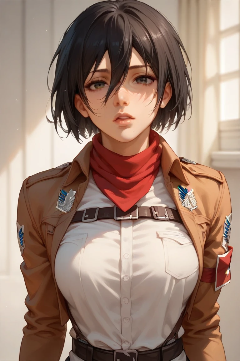 sexy mikasa. attack on titan. uniform, bib boobs, sexy