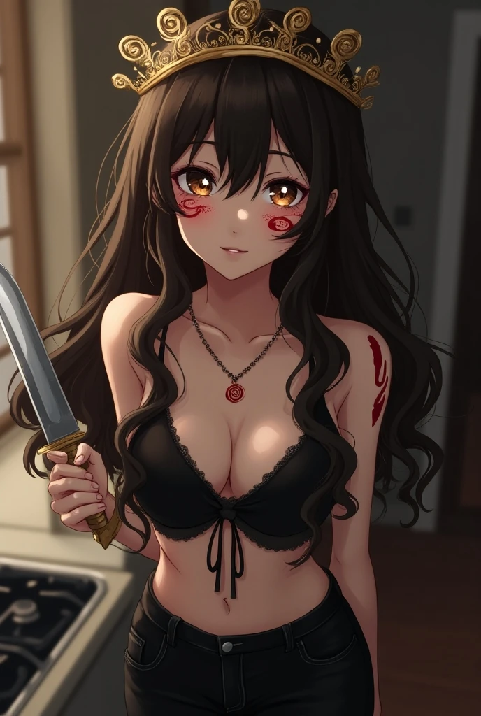 a image of a woman with a big breast holding a knife, oppai, seductive anime girl, ecchi, beautiful alluring anime teen, pixiv 3dcg, top rated on pixiv, by Kentaro Miura, biomechanical oppai, ecchi anime style, by Kinichiro Ishikawa, beautiful alluring anime woman, sexy :8, anatomically correct, super detail, high details, highres, 4K