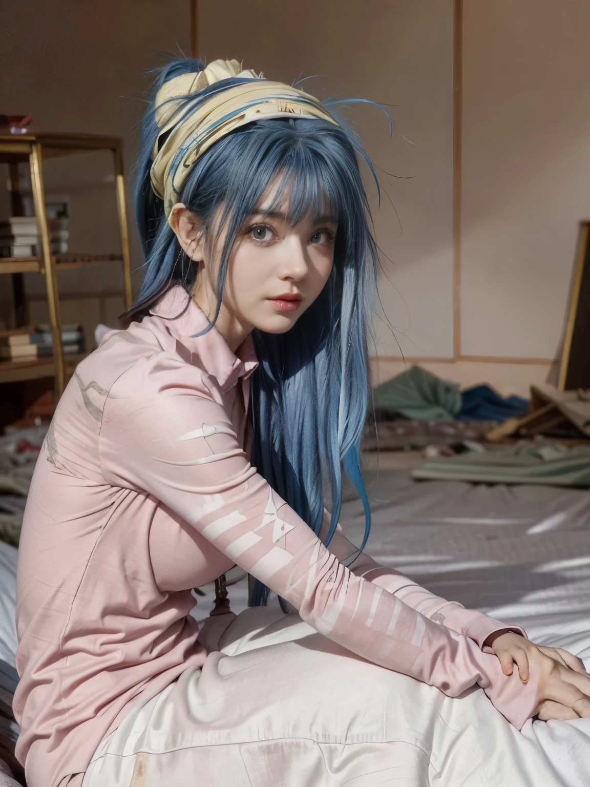 Ice princess, swedish, teen, long light blue hair, ice crown on head, royalty, blue eyes, ankle bracelet