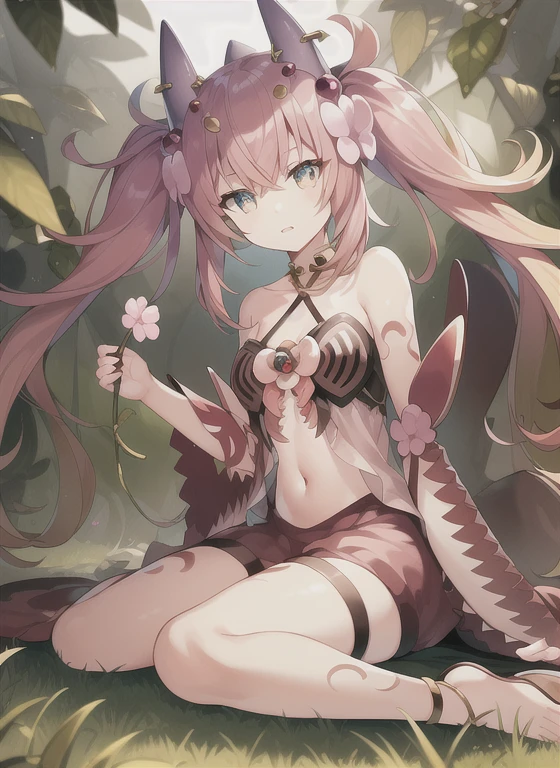 (masterpiece, best quality), best resolution, (3heads:1.5), 1girl, purple hair, long hair, violet eyes, different facial expressions, violet t-shirt, (dragon girl:1.1), dragon claws,dragon tail, (scales, intricate details:1.2)