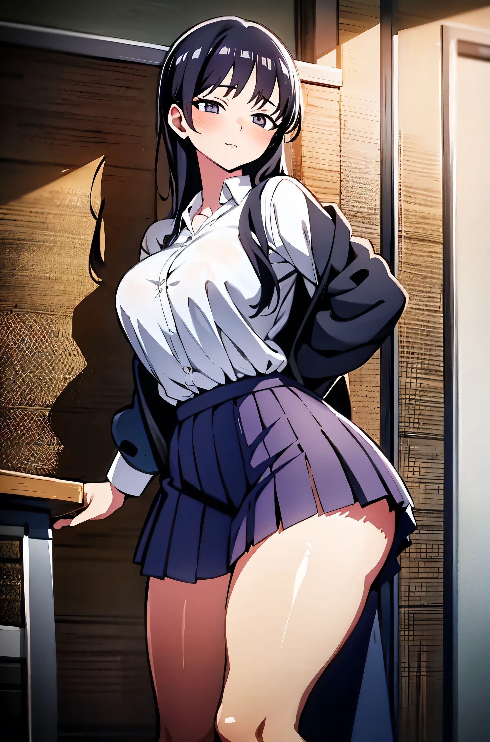 High school girl in white blouse and Purple Check Skirt, Purple Check Skirt, She let her long black hair down., Close your eyes, Long eyelashes, Good style、Her breasts are also quite large, White underwear and skirt rolled up, A pose that emphasizes the size, Naughty big, Naughty thighs, Naughty anime style, Beautiful Anime , Surreal , Surreal , seductive Anime Girls, Realistic high school girl, Major focus, Naughty anime style, Naughty thighs, Naughty thighs, Smooth anime CG art, Surreal girls, seductive Anime Girls, Realistic female student, Smooth anime CG art, Anime Girls, Beautiful Anime schoolgirls, beautiful Anime Girls, Beautiful and attractive anime age girls, Naughty anime style, Photorealistic Anime Girl Rendering, Beautiful girl strangled from behind, Beautiful girl strangled from behind,