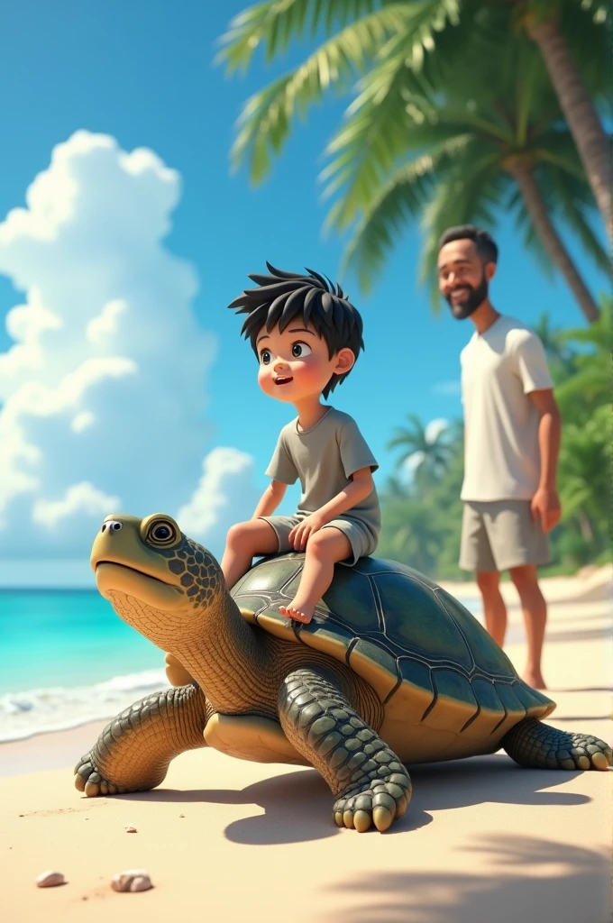 Anime Turtle Riding 3D cinematic anime image of a riding on the back of a turtle - SeaArt AI