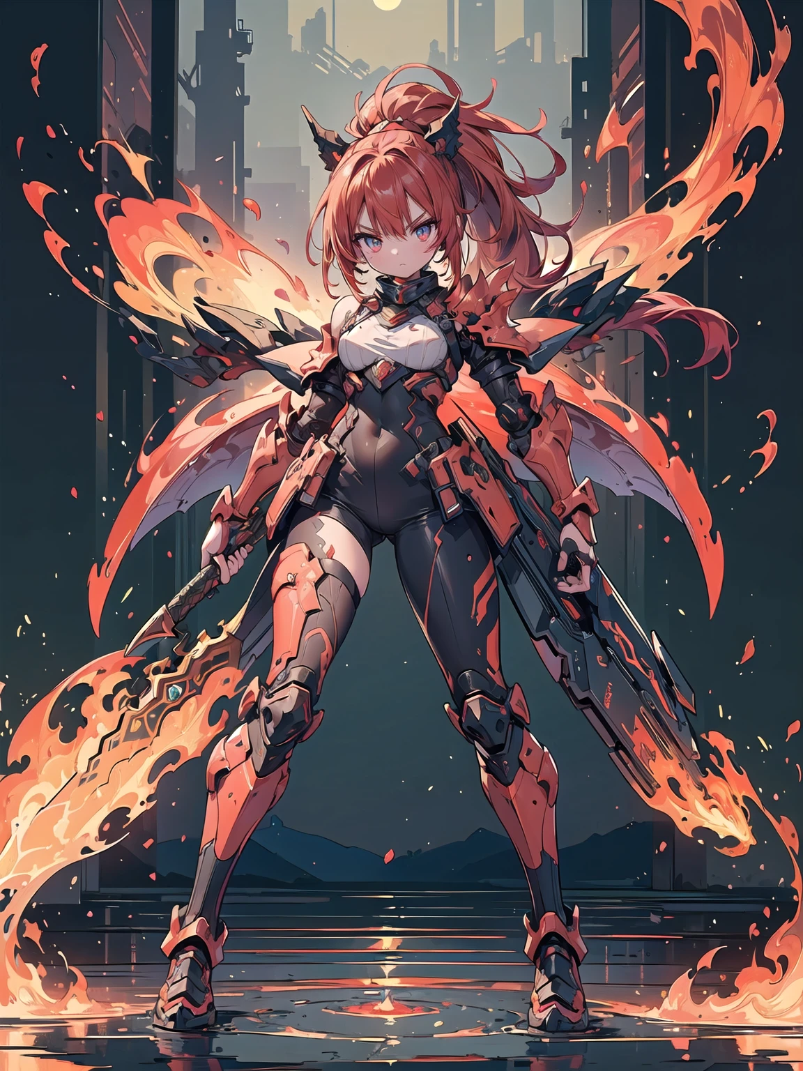 1girl in, Superhero, Mature Woman, Leotard, Bare legs, long boots, gloves, glowing body, the light that surrounds her body, light Particle, Space background, Standing, put hands on the hip, Cowboy Shot, Full body shot, super powers, Perfect Anatomy, Cowboy Shot.skyscraper,fullmoon,