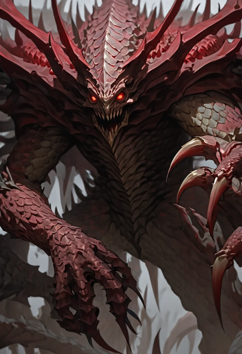(extremely detailed 8k wallpaper. size 1024X567 ), monster with red eyes Predator, difficult, high detail, Dramatic
