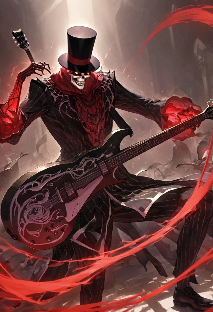 Appearance: Brook would retain his skeletal appearance, with his characteristic musician's clothing, including his top hat and guitar. His hollow eyes would glow red when he uses his powers, 8k high definition