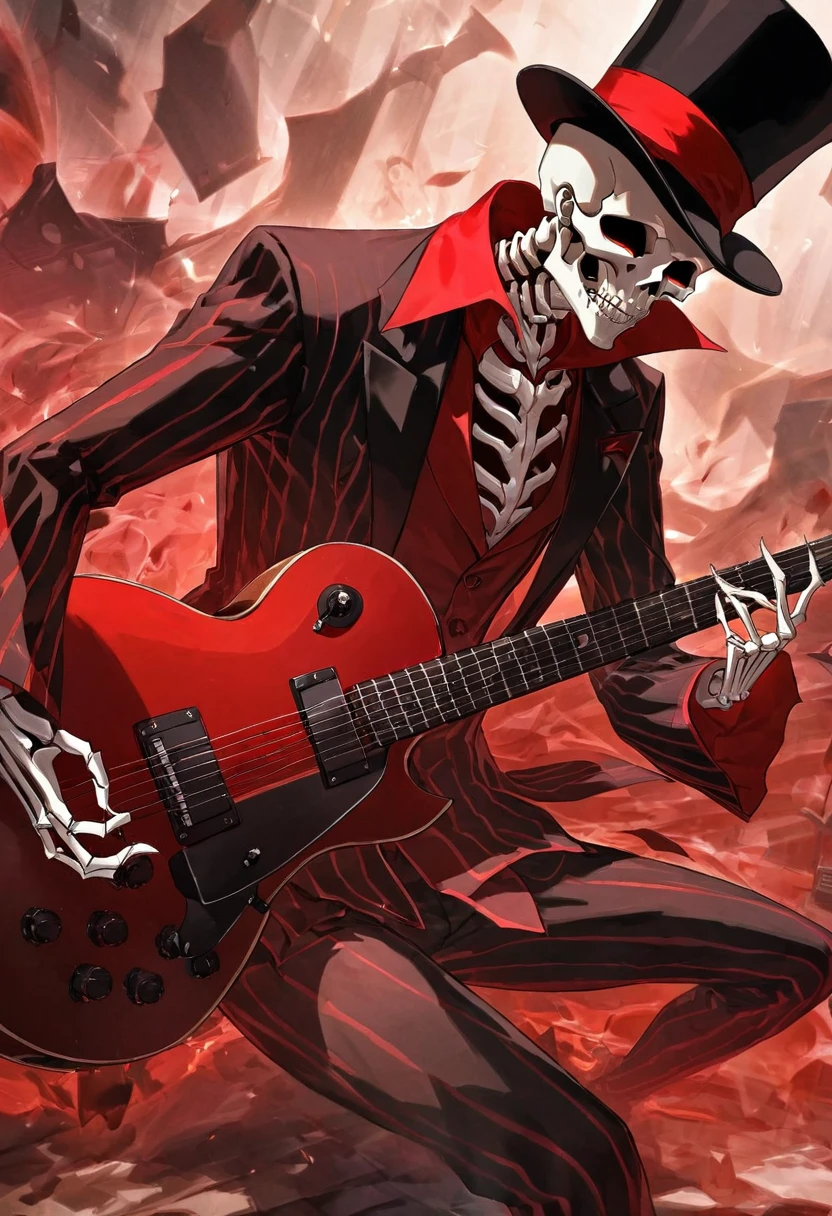 Appearance: Brook would retain his skeletal appearance, with his characteristic musician's clothing, including his top hat and guitar. His hollow eyes would glow red when he uses his powers, 8k high definition