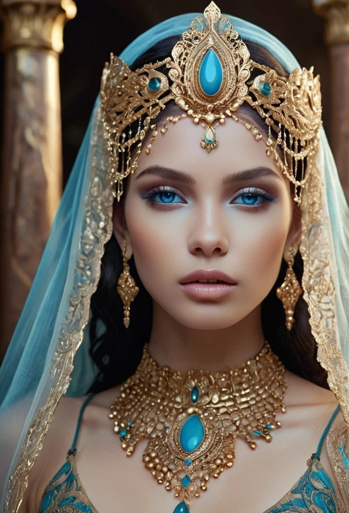 astrologer, female astrologer, detailed face, detailed eyes, detailed lips, long eyelashes, intricate robes, astrological symbols, occult objects, mystical, ethereal, glowing orb, cosmic background, (best quality,4k,8k,highres,masterpiece:1.2),ultra-detailed,(realistic,photorealistic,photo-realistic:1.37),concept art