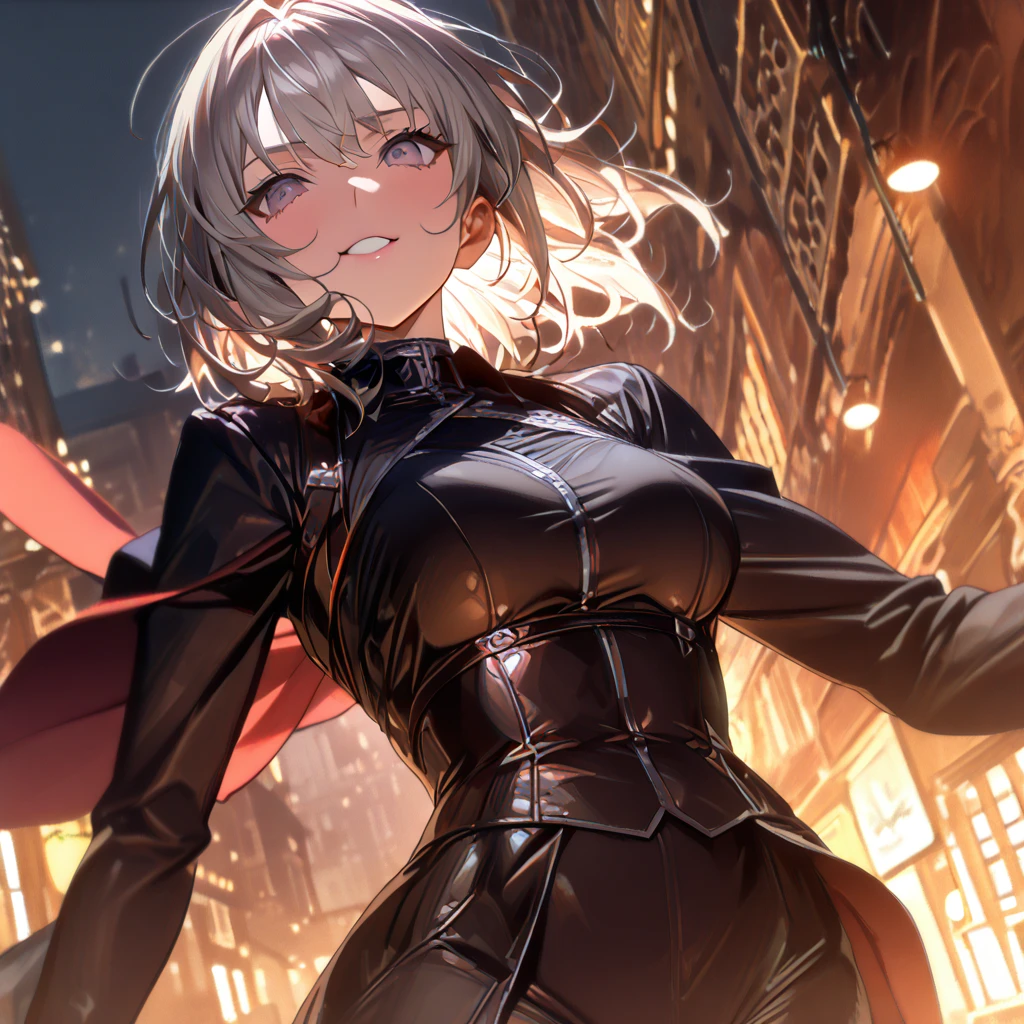 High image quality、best quality、extremely detailed CG unity 8k wallpaper、Masterpiece、ultra detailed、super fine illustration、detailed beautiful face、detailed beautiful eyes、Big Breasts、big ass、glamorous body、 Jeanne Alter (fate) ((My slave)) (wearing a collar)(Metal collar) (embarrassing)(latex nurse cloth) (erotic therapy )(Sex)Grin