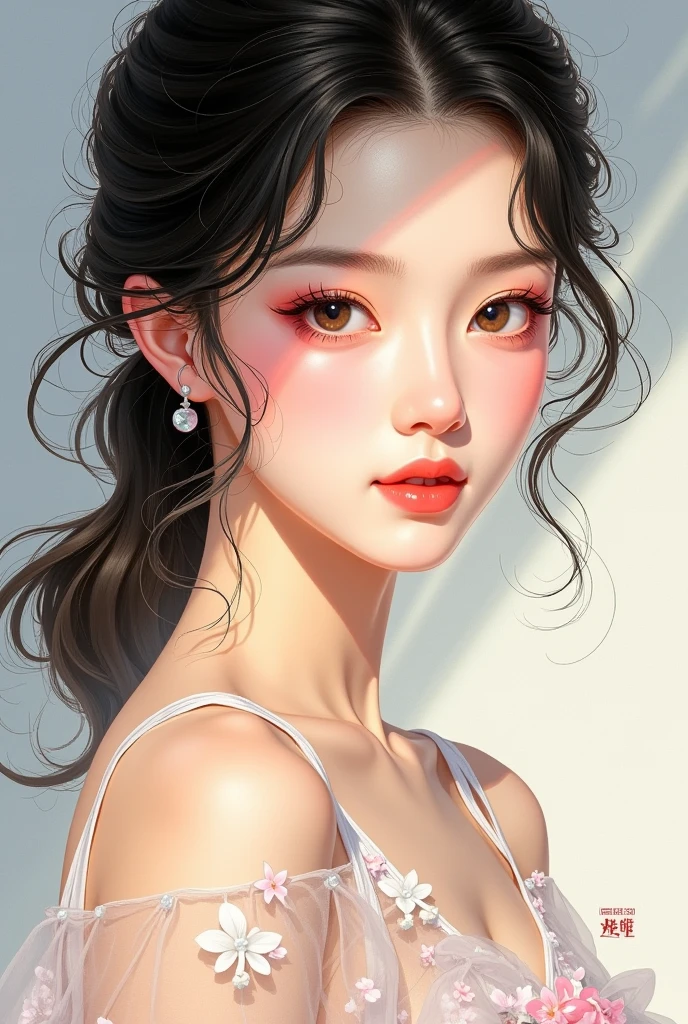 A woman in the picture ,portrait,  inspired by Cheng Yanjun ,  beautiful character painting , Yu Zhiding,  artwork , Yanjun Chengt,  一幅精美的artwork插图, author：Li Song, by Qu Leilei, Beautiful digital illustrations