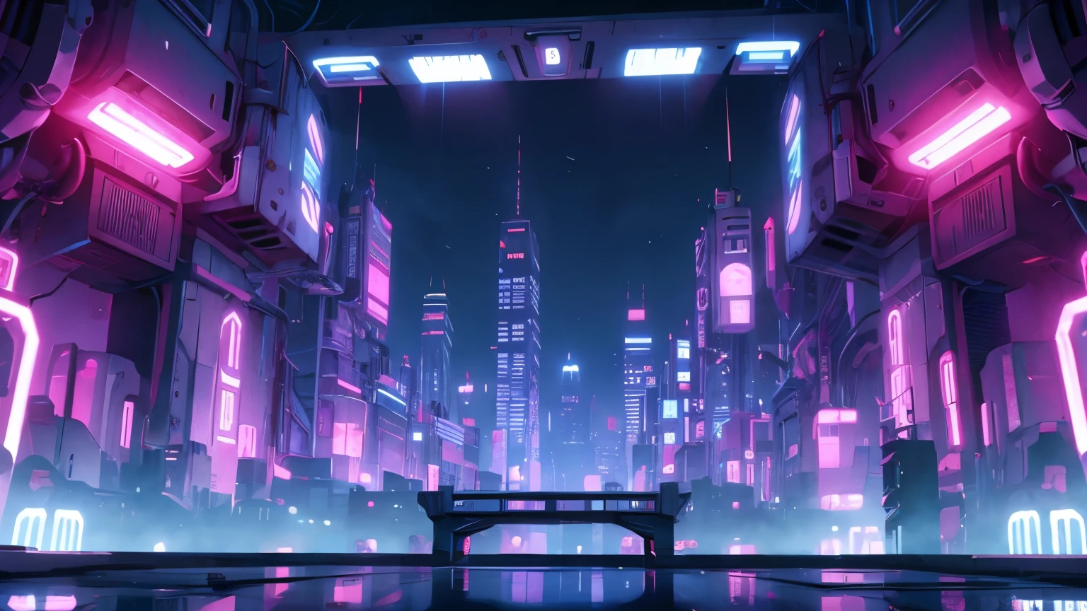 background for a visual novel , a cybernetic metropolis-style city.