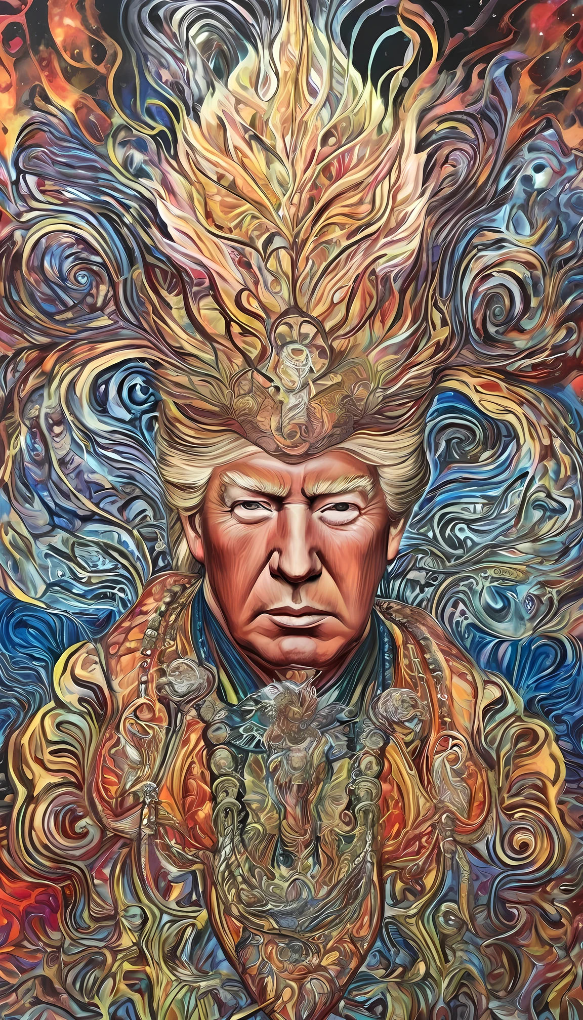 Amanda Sage Style,1 person, male, Donald Trump, high contrast, Bold Color, very detailed, high quality, Advanced Details,