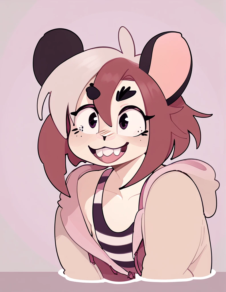 1girl, solo, rat, rat girl, kemonomimi, mousey face, rat teeth, cute, cheerful 