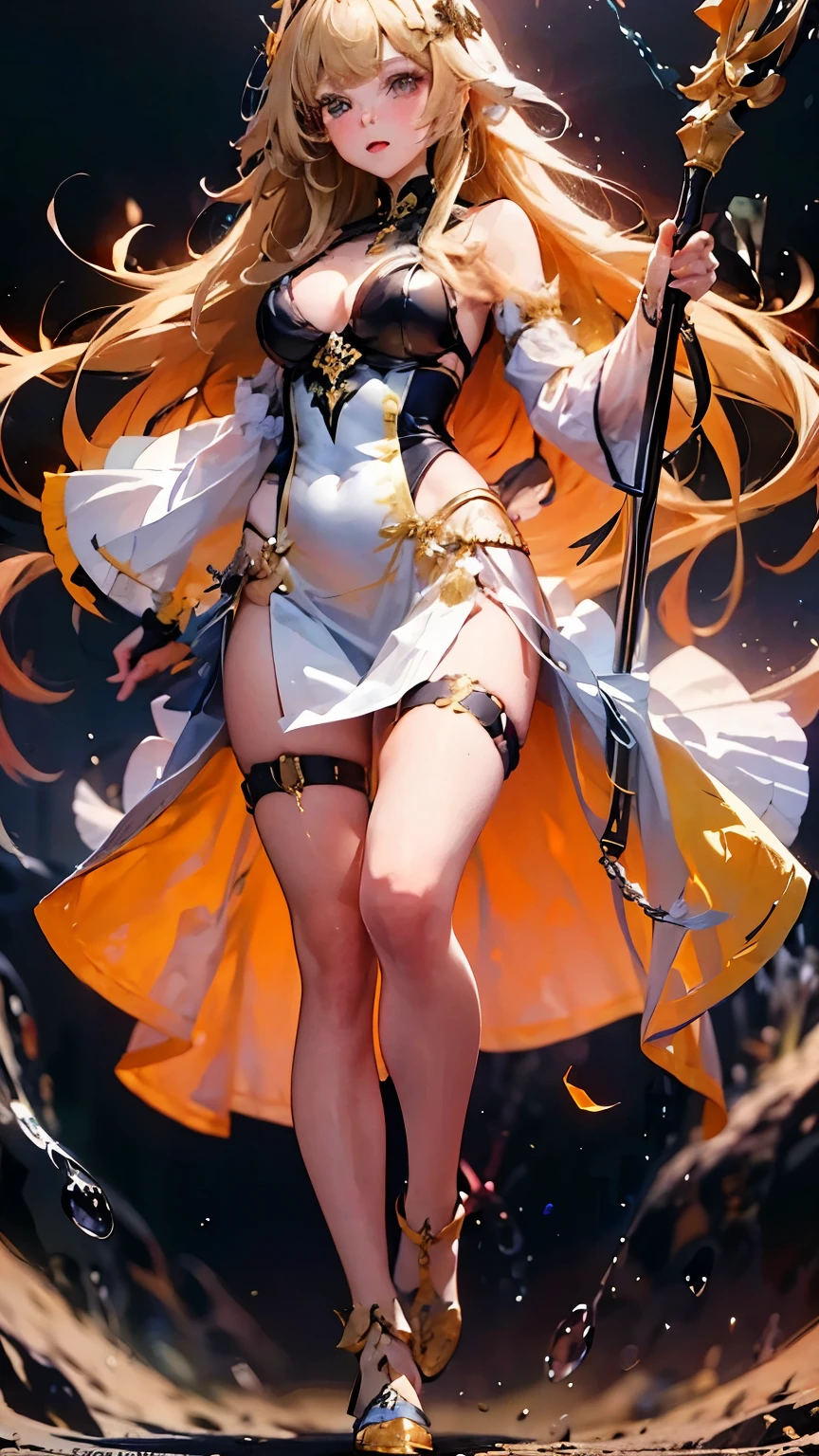 (masterpiece, 4K ,Super detailed:1.2), (anime:1), (Perfect quality), The whole body is shown, View Viewer, Muscular female warrior, Muscular and ultra violent women, Powerfully々And, epic magician girl character, RPG concept art character, Swordsman