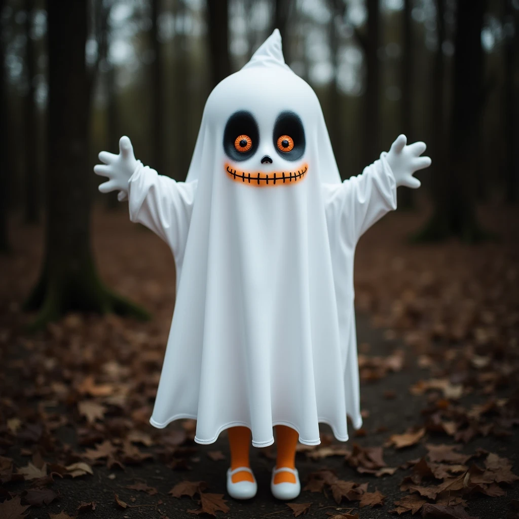 a cute ghost, with Halloween makeup