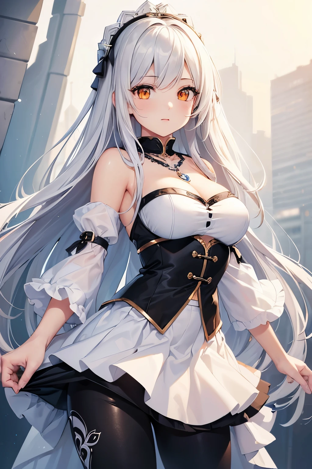 (masuter piece), (Best Quality), (Super Detail), (disheveled hair), (Illustration), (One girl), (interview), (Background transparency), beautiful detailed blue eyes, Delicate beautiful face, floating, (High color saturation), (shine), Focus on the chest, Long silver hair, Bangs, deadpan,Mouth slightly open, Maiden in Love, pixiv illustration, Large breasts of the highest quality,, clever, Beautiful face, 4K,Lake at night,