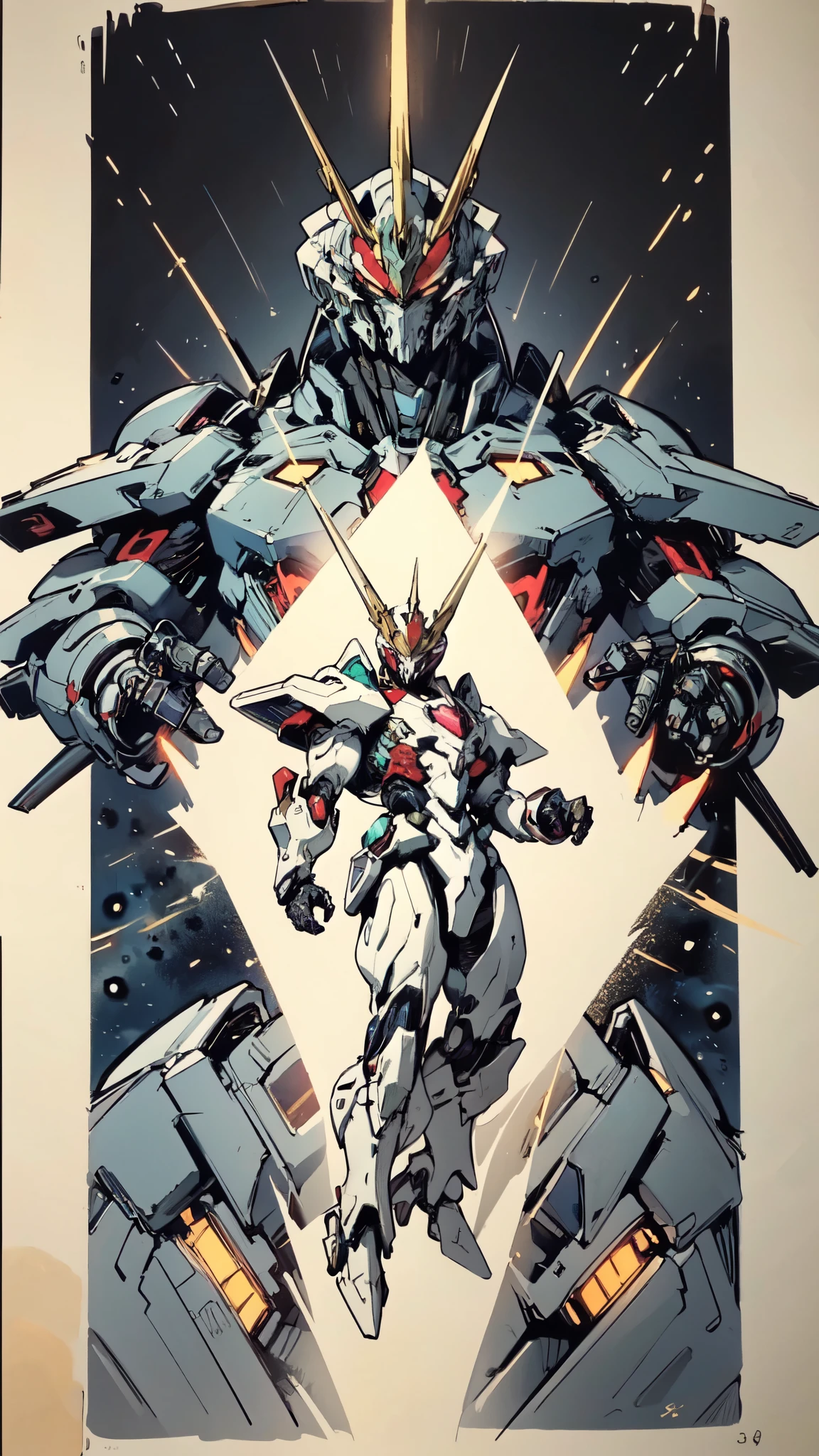 (masterpiece:1.5, best quality:1.5, extremely delicate:1.5, dynamic angle:1.5), ((male:1.5)), Biomimetic humanoid Mecha, green eyes, fully enclosed shoulder guards, matching arm and leg guards, gemstone, full body, full armor, the design balances heavy with agility, organic biotech armor, (the color scheme is primarily Golden and Black with Red and Green accents, concept Inspired by Godzilla, glowing eyes, the armor glows), standing, floating high above the futuristic sci-fi city, a finely crafted Super robot in anime style, exquisite and mature art style, metallic, dramatic, high definition, highres, ultra-detailed, ultra-fine painting, professional, anatomically correct, symmetrical face, extremely detailed eyes and face, high quality eyes, creativity, RAW photo, UHD, 32k, Natural light, cinematic lighting, (masterpiece-anatomy-perfect:1.2)