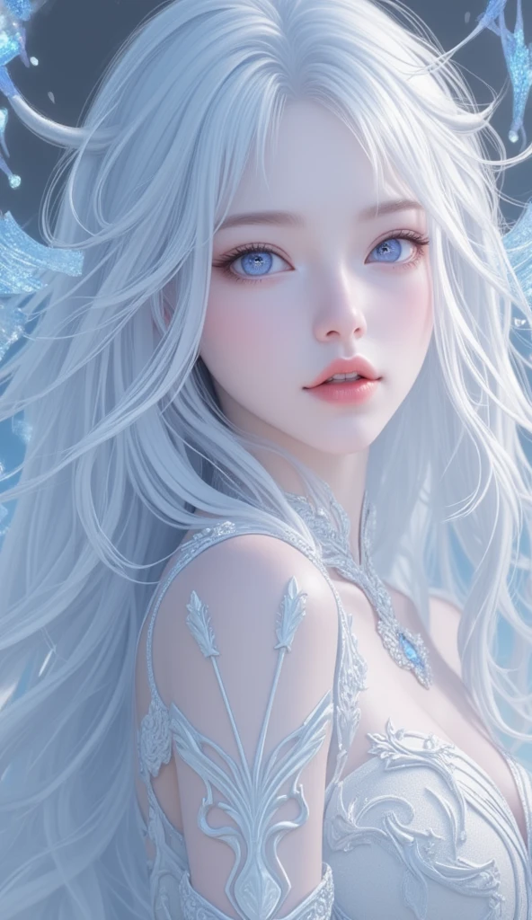 Beautiful girl with straight long hair,There are flowers on the hair,portrait of upper body,Lovely face,BJD doll-like face,Modern and stylish dress,ellegance,Highly meticulous,digitial painting,tack sharp focus,Pubic area is clear,highly details,greg rutkowski,alphonse mucha,Nutdream,gil elvgren,sachin teng