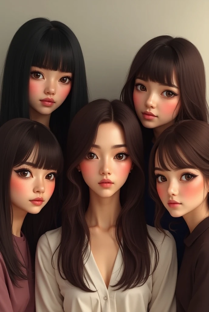 cartoon with photos of 6 young girls and 1 boy