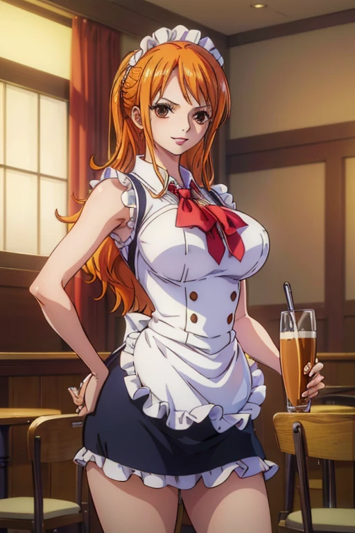 <lora:namiv2:1>masterpiece,bestquality,1girl,smile, sit,drink juice,hold cup,black hat