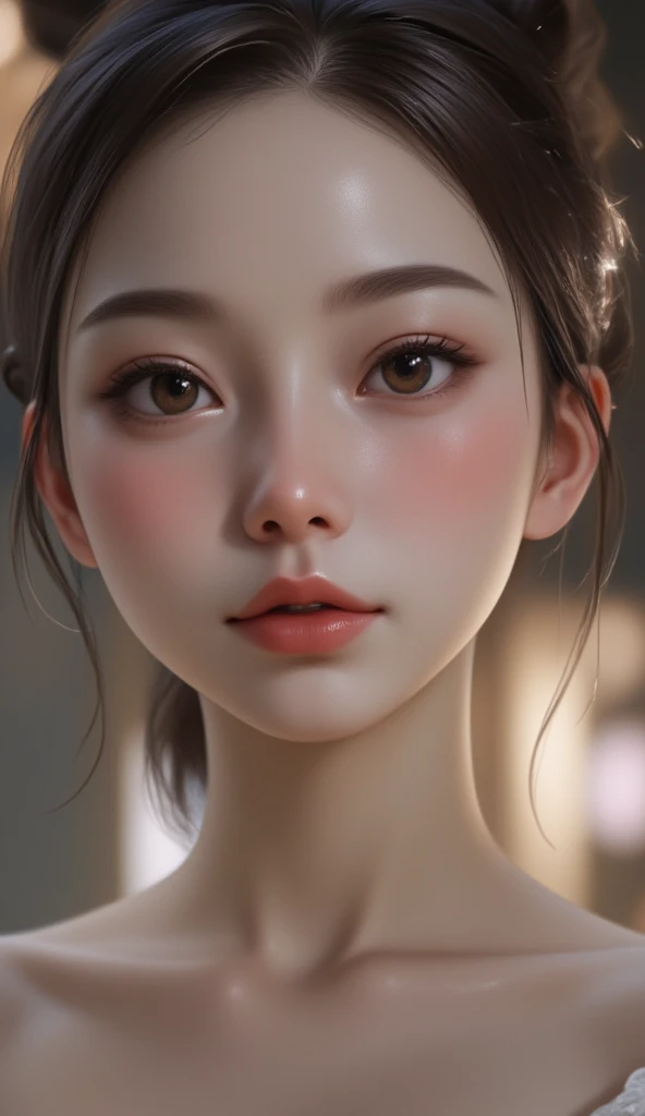 hyperrealistic digital painting, realistic anime, bokeh, woman, cute