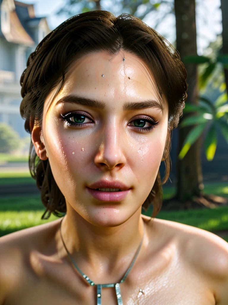 1girl,brown hair,green eyes,detailed shiny nose,standing in a picturesque landscape,beautiful detailed eyes,beautiful detailed lips,extremely detailed eyes and face,long eyelashes,(best quality,4k,8k,highres,masterpiece:1.2),ultra-detailed,(realistic,photorealistic,photo-realistic:1.37),digital painting,cinematic lighting,vivid colors,intricate details,highly detailed,exquisite,elegant,beautiful,stunning,gros plan sur le nez