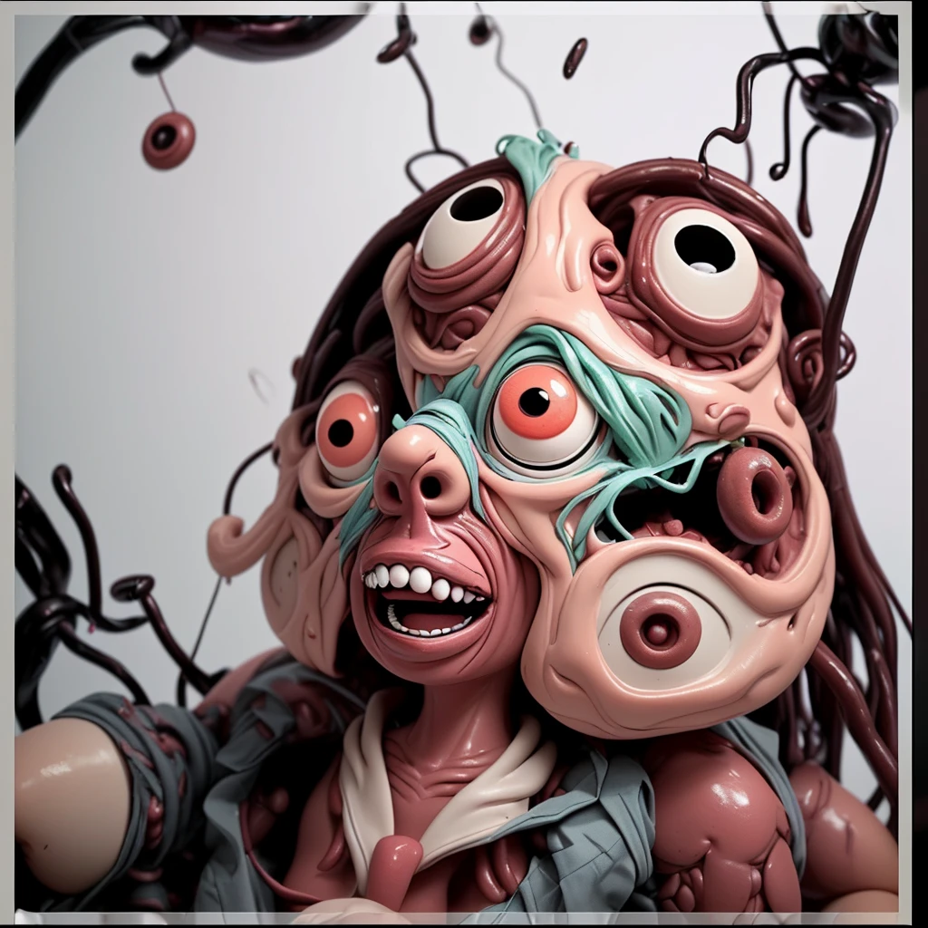 close-up, surreal, a shintaro kago, a school girl, horror anime, horror manga, Surrealism etc