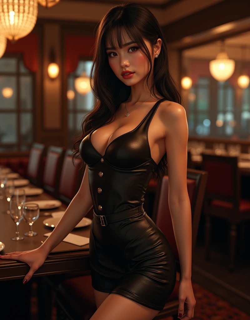 Best Quality, Masterpiece, Ultra High Resolution, (Realistic: 1.4), Original Photo, 1 Girl, Smile, Earrings, Necklace, Cinematic Lighting, (Megan Fox: 1.2), Cafe Style, Moody Lights, Red Head, Light Through Hair