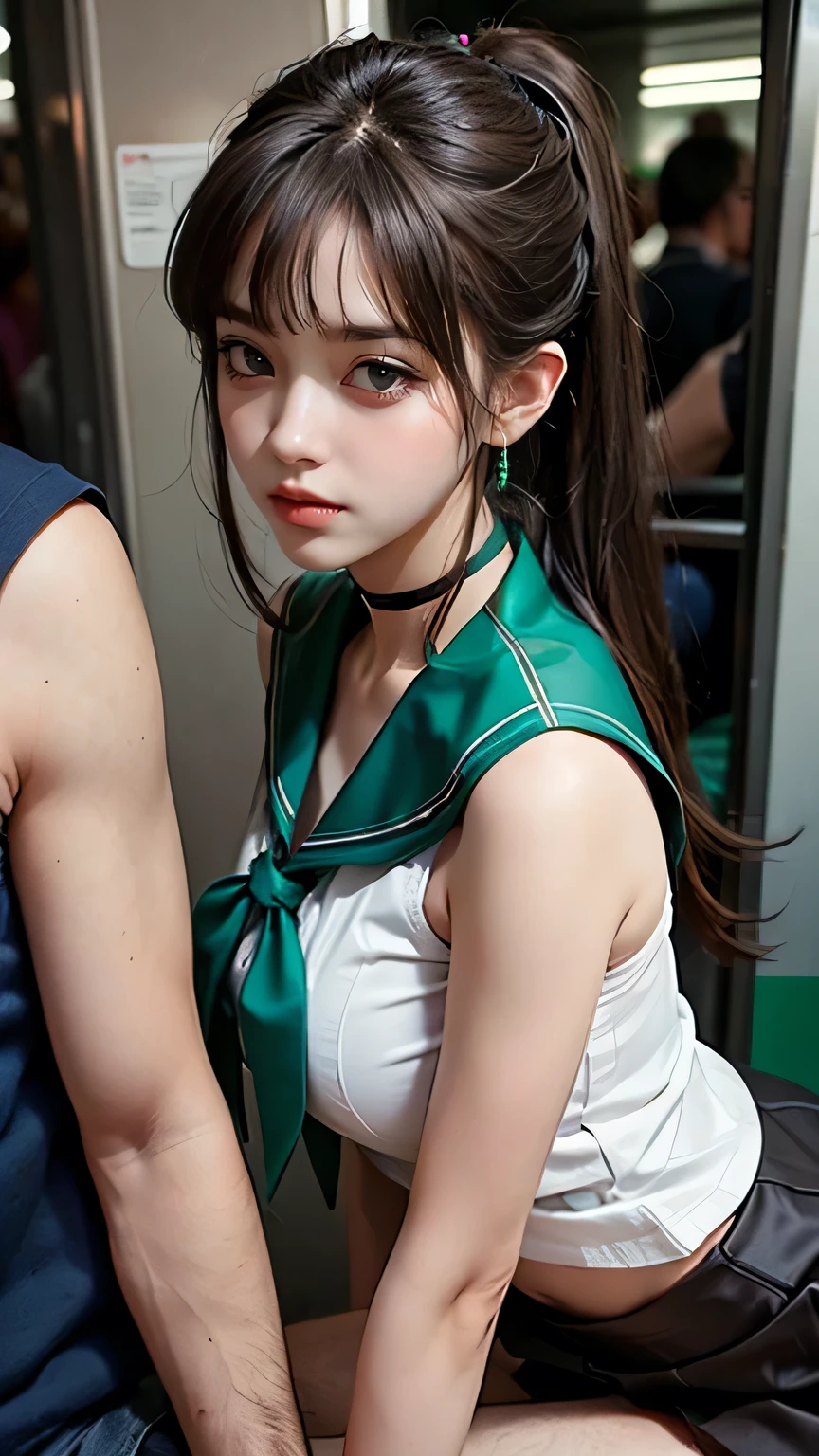 Sailor Jupiter,masterpiece, 最 high quality,  high quality,  Kampala ,  High quality texture, ((Men and women having sex on a crowded train)),  ( complicated details, Compensate,  Pure Eros Face_v1:0.5),((Smooth texture,  realistic texture , Realistic)),  ( Beautiful and delicate face down to the last detail,   Beautiful Eyes in Every Detail  ,  Perfectly Balanced Face ,Detailed skin), ((Beautiful Face, Cute face, Detailed face),Big Eyes,  Beautiful Eyes in Every Detail  ,  beautiful eyelashes ,  Emerald Eyes ), Beautiful Skin,  Glowing Skin , big ass,Wide range,Round ass,Thick Ass,(Large Breasts), ( Clevis),((( dark brown medium long hair,  ponytail))),((( sailor shirt ,  sleeveless, front opening))), (((緑色の miniskirt ))), ((Exposed skin on shoulders)), White underwear , sexy Underwear,Sailor Jupiter,  circlet, Hair Ties,  hair accessories , ( Split Bangs :1.5), gloves,  Flower Earrings, gloves, Green Choker, Green Stone,  Green Sailor Collar,  green skirt ,  JEWELRY,  miniskirt , Pink tie,  pleated skirt, white gloves,  white shirt ,((Dark brown hair)),(Doggish sex), A man inserts his penis into a girl&#39;s vagina from behind, sex, standing sex from back, (A fat middle-aged man in a jersey hugging a girl),A man grabs a girl&#39;s breasts from behind,  (device),(Boy and girl are having sex in  Dog Style ), Dog Style ,sex, hugging from behind,sex from behind,How, Bukkake, gang rape, A body full of semen, {{{Semen all over the body}}}, Girl gets fucked by a guy with a huge penis, {{{A lot of semen}}}, naked, Excessive  , Doggystyle,