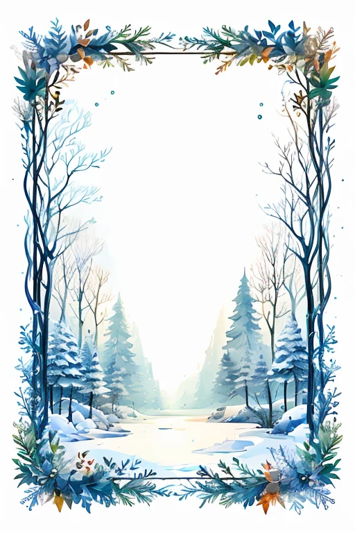 winter border ,bare Tree,Boat,box, branch,bubble,until,fish,fishing,house,ice, in a container ,leaf,Water Lily, unmanned,{{ocean}},palm Tree,plant,potted plant,rock,Seaweed, simple background,snow,snowing,snowman,splash,,Tree,Steam,Grapevine,water,watercraft, white background,winter, blank middle 