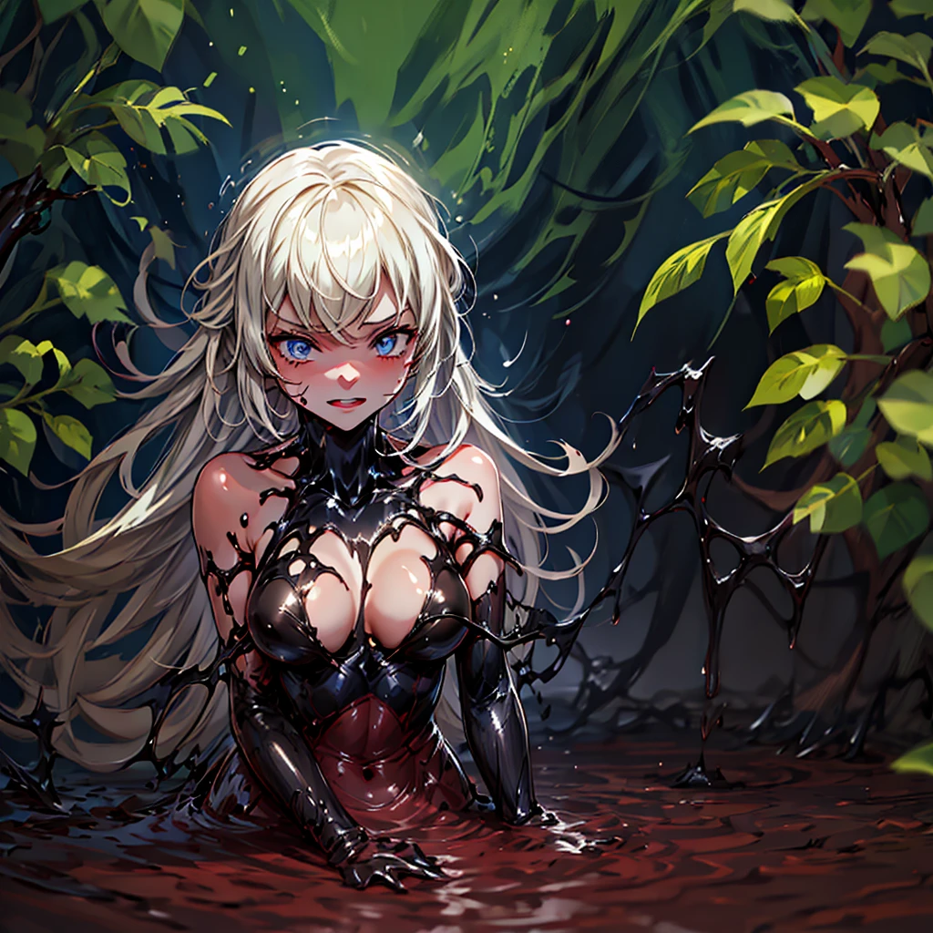 1 girl, Kampala , In the swamp, Face Zoom, ground, beautiful eyes, In the soil,