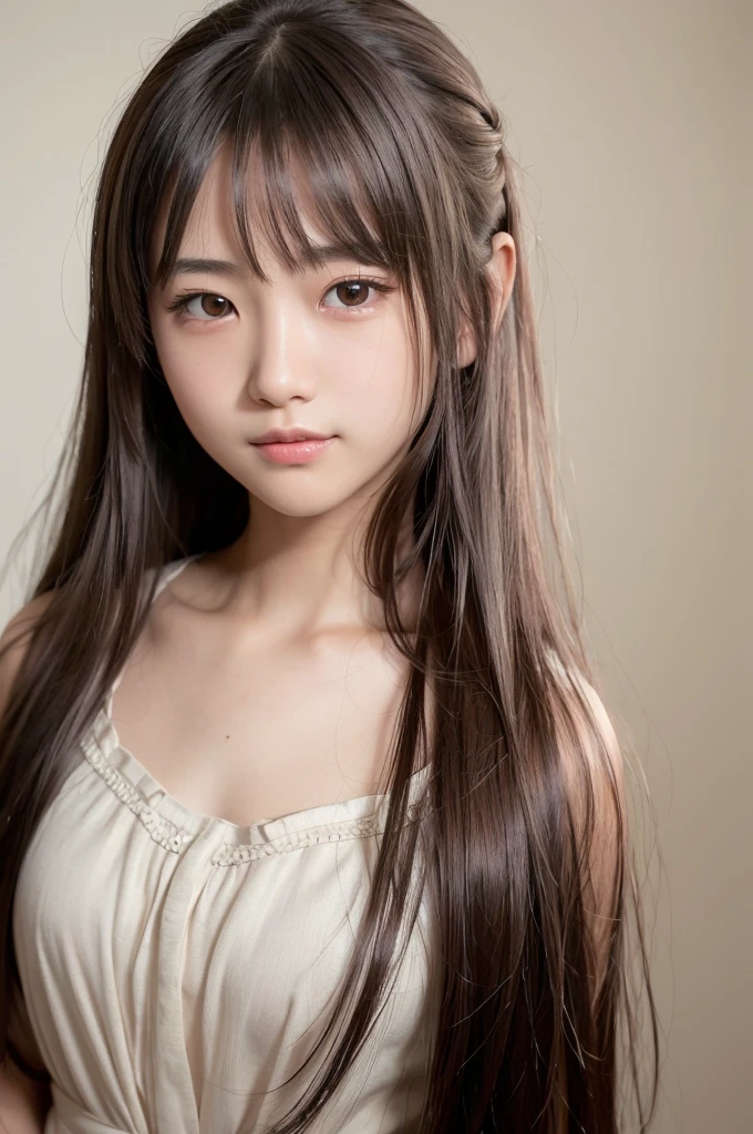 (Special Effects Screen)Anime girl,Fairy,Longhaired Beauty,brunette color hair,By bangs,(belle delphine:1.3+Lovely vtuber:1.1),white shirt,white hime cut hairstyle, -nsfw,Shoulder detail,Bright eyes,Vivid and spiritual,Lightweight,Strong personality,Ma Yuanyu(Inspiration),shikamimi,Forget the scenery of Shaxi,Yun Ling,A picture of a headshot,Clearly highlights femininity。