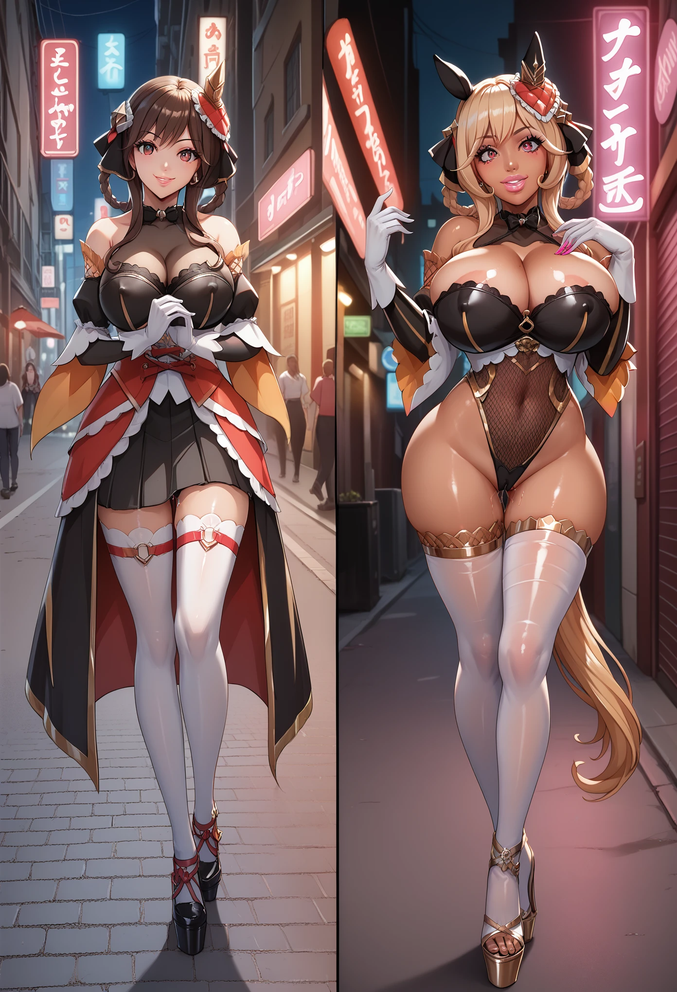 Size comparison:1.2, 5girls, 4girls, multiple girls, futanari:1.2, lineup, huge breasts, large breasts, small breasts, height difference, hyperpenis, flaccid, side view, completely nude, huge penis, large penis, small penis, penis size difference, multiple penises:1.3, size chart, bust chart:1.5, height chart, age difference, loli, mature female, oppai loli, futa with futa, best quality, masterpiece,