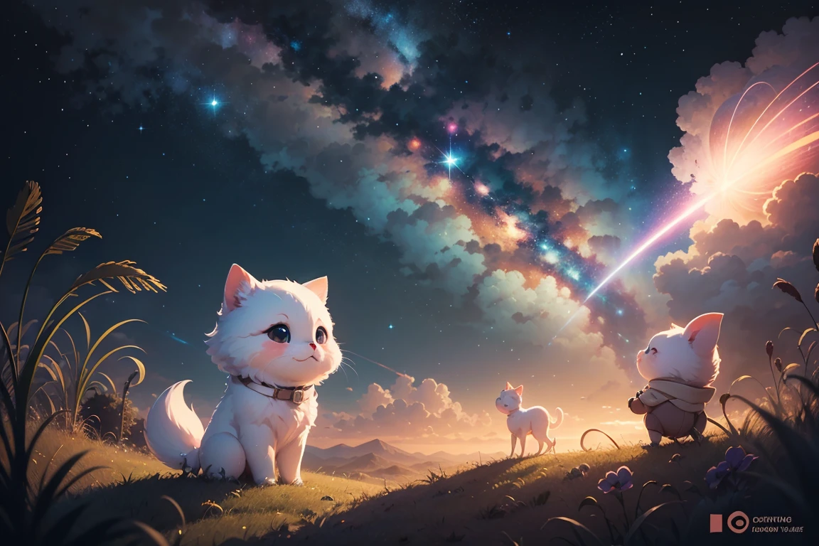 Milky Way, rocket, 惑star, star, cute Illustration, Cute Art,  cute characters, cute digital art ,  drawn in a whimsical style, &#39;s Illustration, Cute Features, Illustration, Comfortable silence, Cute detailed digital art  