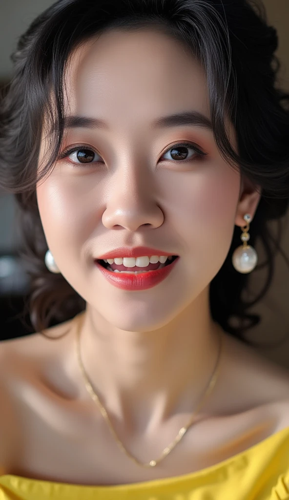 Beautiful Asian girl with red lips, Her eyes shone like dreamy stars, glowing eyes, beautiful and detailed eyes, RAW photo,(high detailed skin:1), (realistic, photo-realistic:1.37), ultra high res, professional lighting , 8k uhd, dslr , high quality, film grain, Fujifilm XT3, RAW photo, lady,