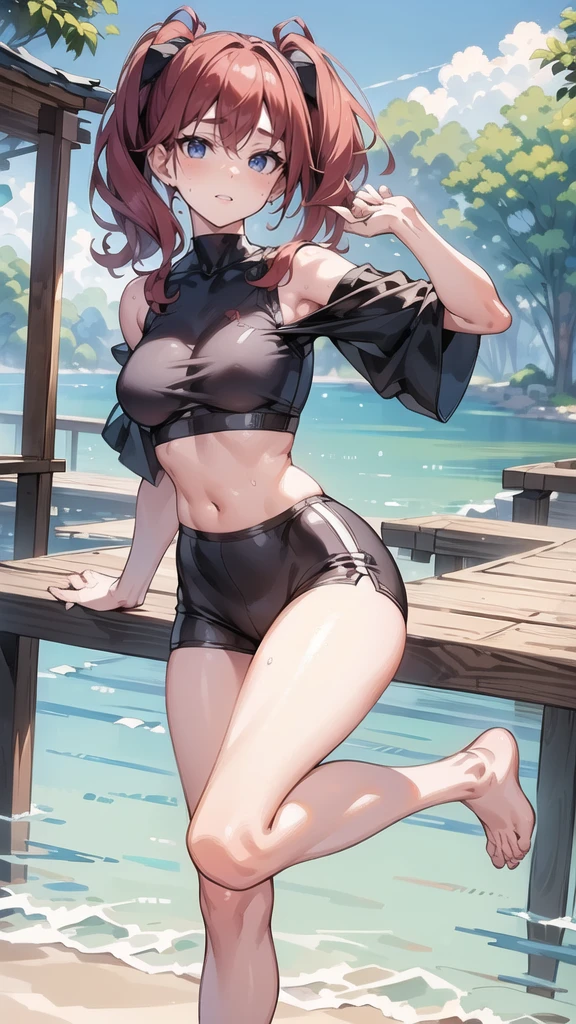 gray banded ribby one piece swimsuit with side cutout, 1girl, solo, jewelry, necklace, one-piece swimsuit, swimsuit, Swimsuit with wide open chest, head out of frame, brown hair, Wide pelvis, scrawny:1.7, Big breasts, Large breasts, Erect nipples, Vagina line, Cameltoe, swimsuit, beautiful face, Full body standing, ((Get blush)), steam, (Sexy face), (Semen overflowing from the cleavage), (((A large amount of semen attached to the whole body))), (((A lot of semen on the face))), Horse ears, put your chest on your hands, ((Heart shaped eyes)),
Selfie,
