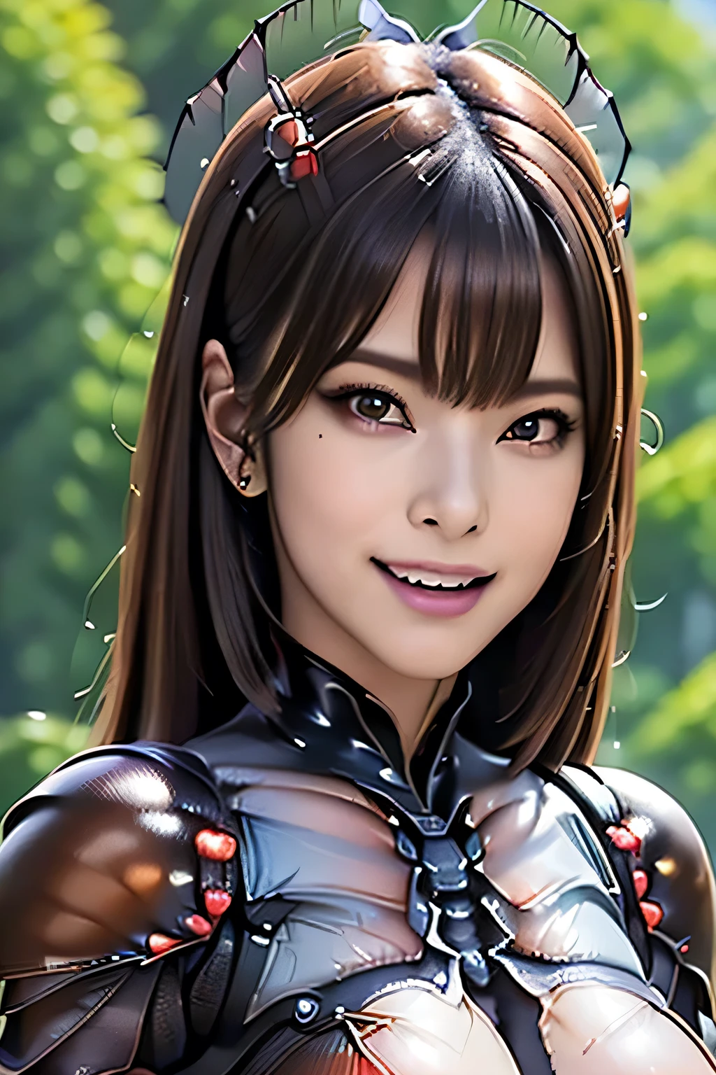 (high resolution,masterpiece,best quality,extremely detailed CG, anime, official art:1.4), realistic, photo, amazing fine details, all intricate, gloss and shiny,awesome many layers, 8k wall paper, 3d, sketch, kawaii, illustration,( solo:1.4), perfect female proportion,villainess, (fusion of dark brown cockroach and lady:1.4), (brown cockroach form lady:1.2), (brown cockroach lady:1.2), (fusion:1.2), (solo:1.4), (evil smile:1.2), muscular, abs, (cockroach brown exoskeleton bio insect suit:1.4), (cockroach brown exoskeleton bio insect armor:1.2), (brown transparency cockroach wing:1.4), (brown cockroach antennae:1.3),