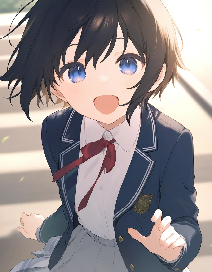 1girl, tomboy, little female, school uniform, flat chest, open mouth, outdoors,wind, game CG break,((artist:fujiyama)),(artist:mitsumi_misato:0.5),(masterpiece), (best quality), (ultra-detailed), very aesthetic, newest, beauty illustration,super detailed skin, shiny skin, detailed eyes, absurdres, highres,Best sexual lighting powered by famous artist, ,8k,clear line illustration,very high resolution,(Detailed Lighting),photoshop_(medium),source_anime,