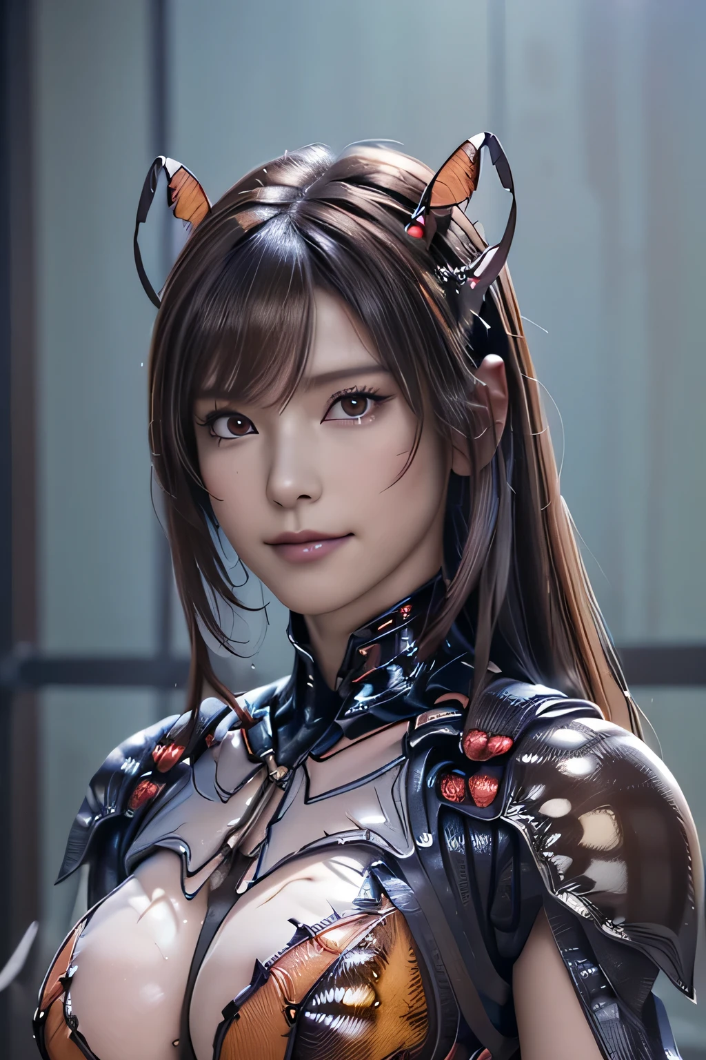 (high resolution,masterpiece,best quality,extremely detailed CG, anime, official art:1.4), realistic, photo, amazing fine details, all intricate, gloss and shiny,awesome many layers, 8k wall paper, 3d, sketch, kawaii, illustration,( solo:1.4), perfect female proportion,villainess, (fusion of dark brown cockroach and lady:1.4), (brown cockroach form lady:1.2), (brown cockroach lady:1.2), (fusion:1.2), (solo:1.4), (evil smile:1.2), muscular, abs, (cockroach brown exoskeleton bio insect suit:1.4), (cockroach brown exoskeleton bio insect armor:1.2), (brown transparency cockroach wing:1.4), (brown cockroach antennae:1.3),