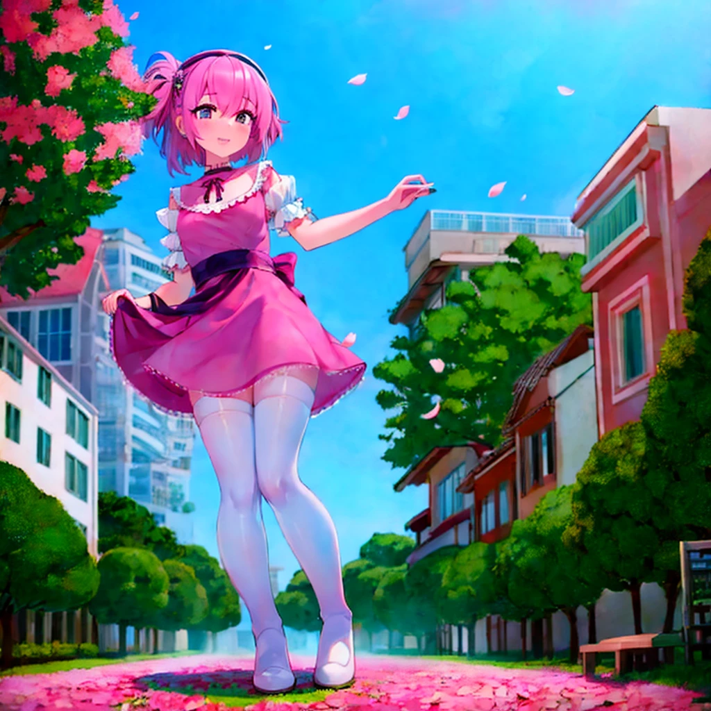 (masterpiece, best quality, perfect anatomy, nice hands:1.2), 1girl, solo, beautiful girl walking in the park, pink long hair, delicate white pink dress, summer, flowering trees, sakura, green grass, park,standing split, standing on one leg, leg up,
<lora:Manana-15:0.45>