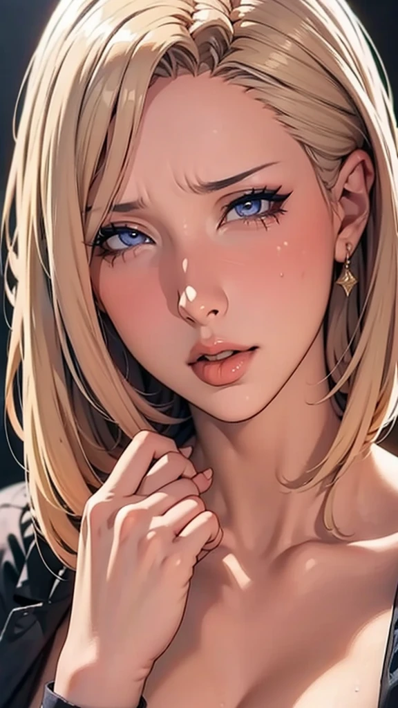 a girl with moaning expression, extremely detailed breast and nipple, girl in ecstasy, highly realistic, 1girl, beautiful detailed eyes, beautiful detailed lips, extremely detailed face, long eyelashes, studio lighting, photorealistic, hyper detailed, cinematic lighting, vibrant colors, dramatic lighting, sensual, erotic, emotional, intimate